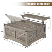 36"/40" Lift Top Coffee Table Wood with Charging Station