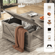 36"/40" Lift Top Coffee Table Wood with Charging Station