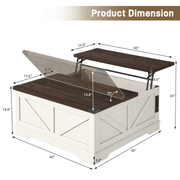 36"/40" Lift Top Coffee Table Wood with Charging Station