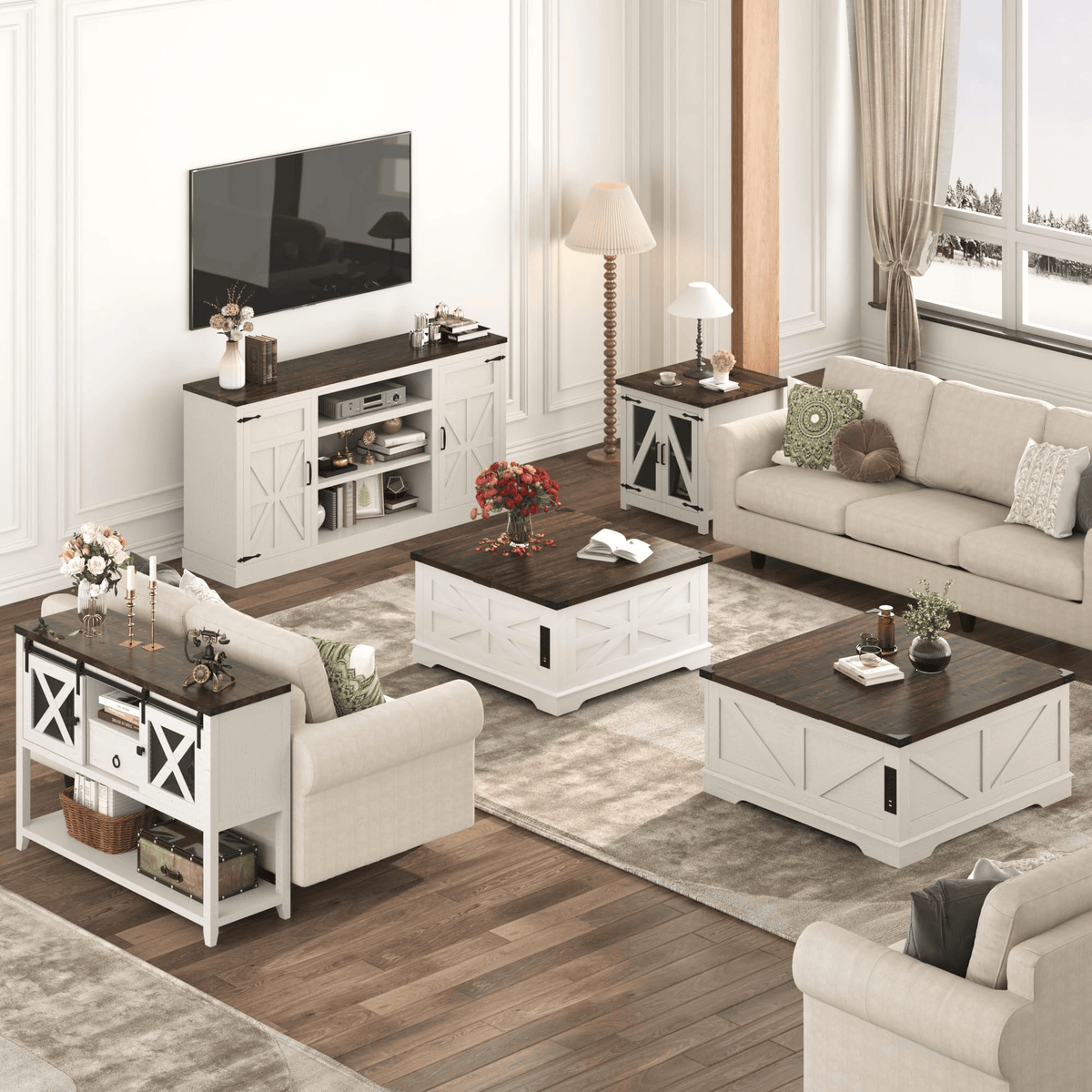 36"/40" Lift Top Coffee Table Wood with Charging Station