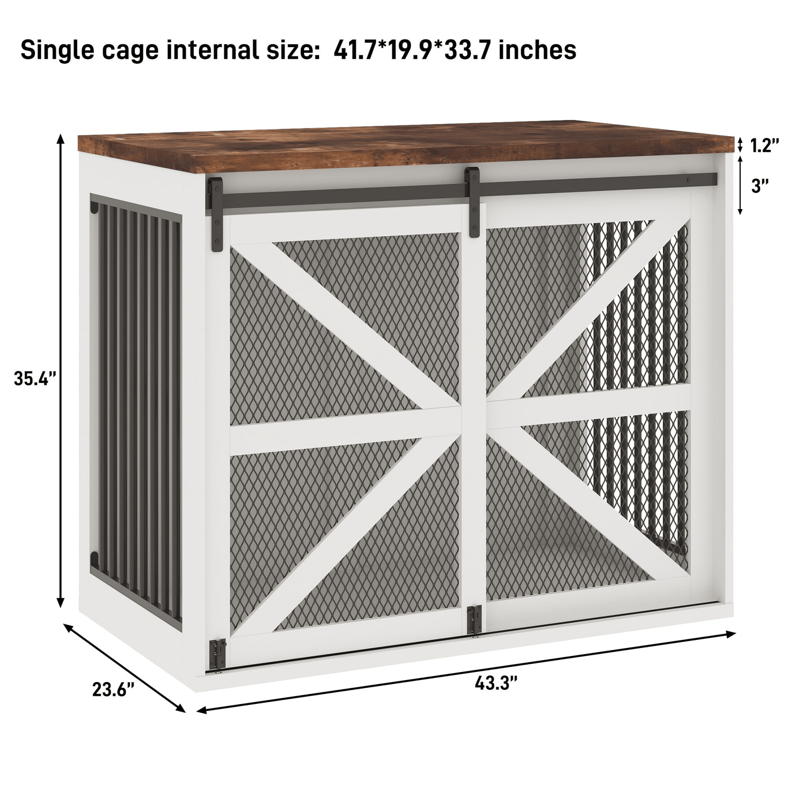 size-Dog cage with dimensions on a white background