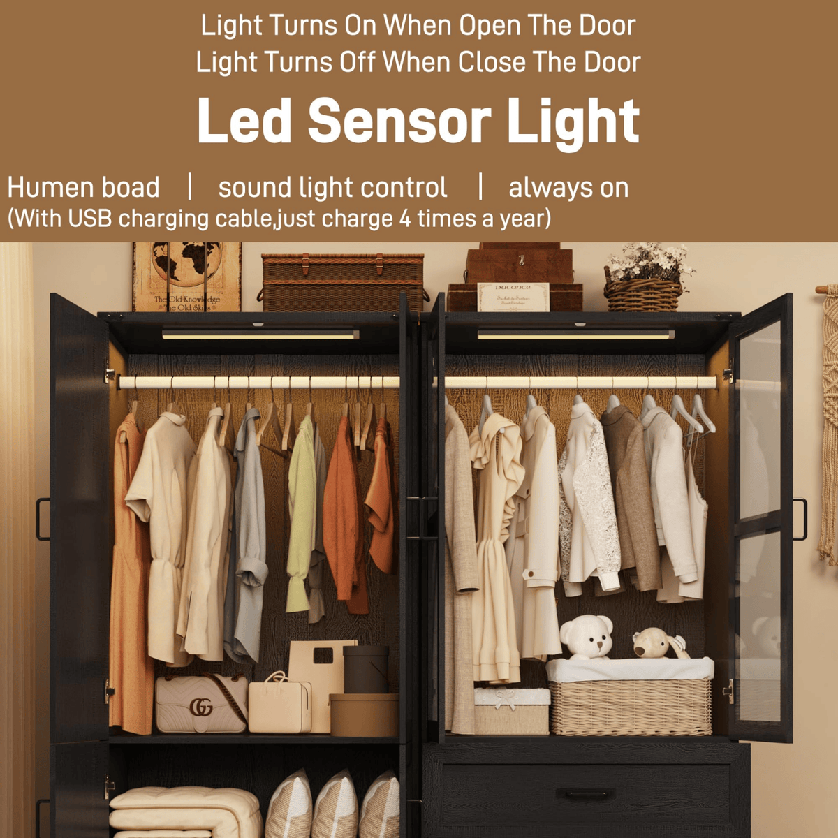 4 Doors Armoire Wardrobe Closet