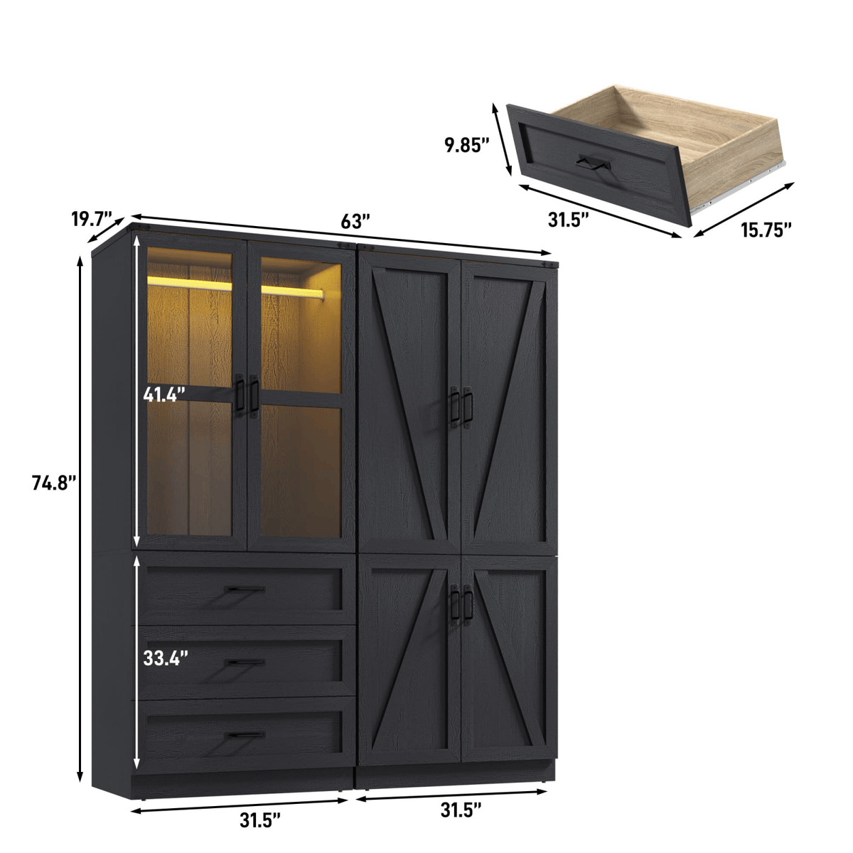 4 Doors Armoire Wardrobe Closet