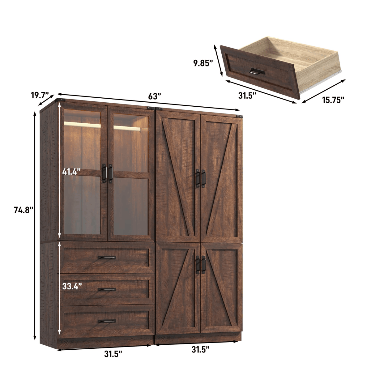 4 Doors Armoire Wardrobe Closet