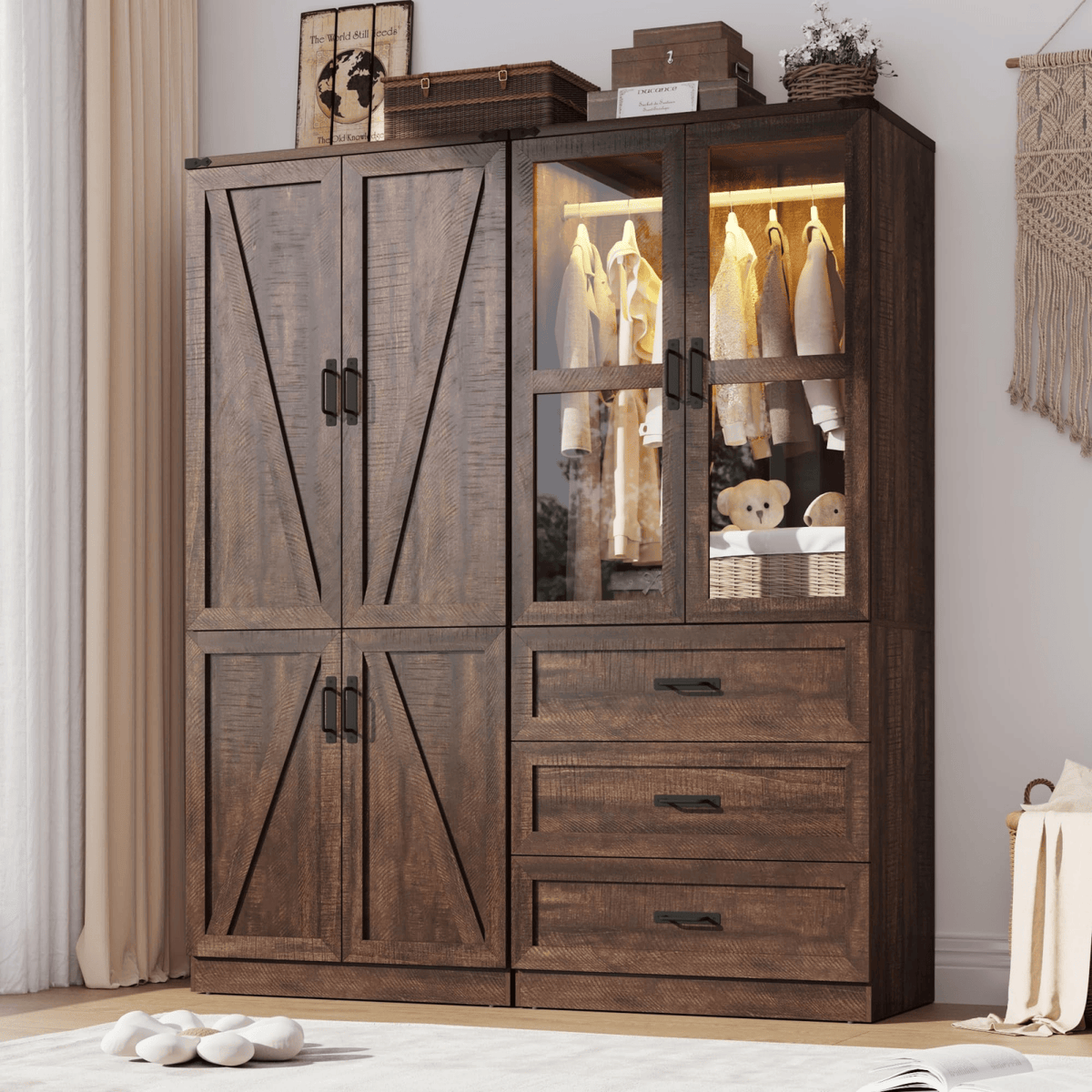 4 Doors Armoire Wardrobe Closet