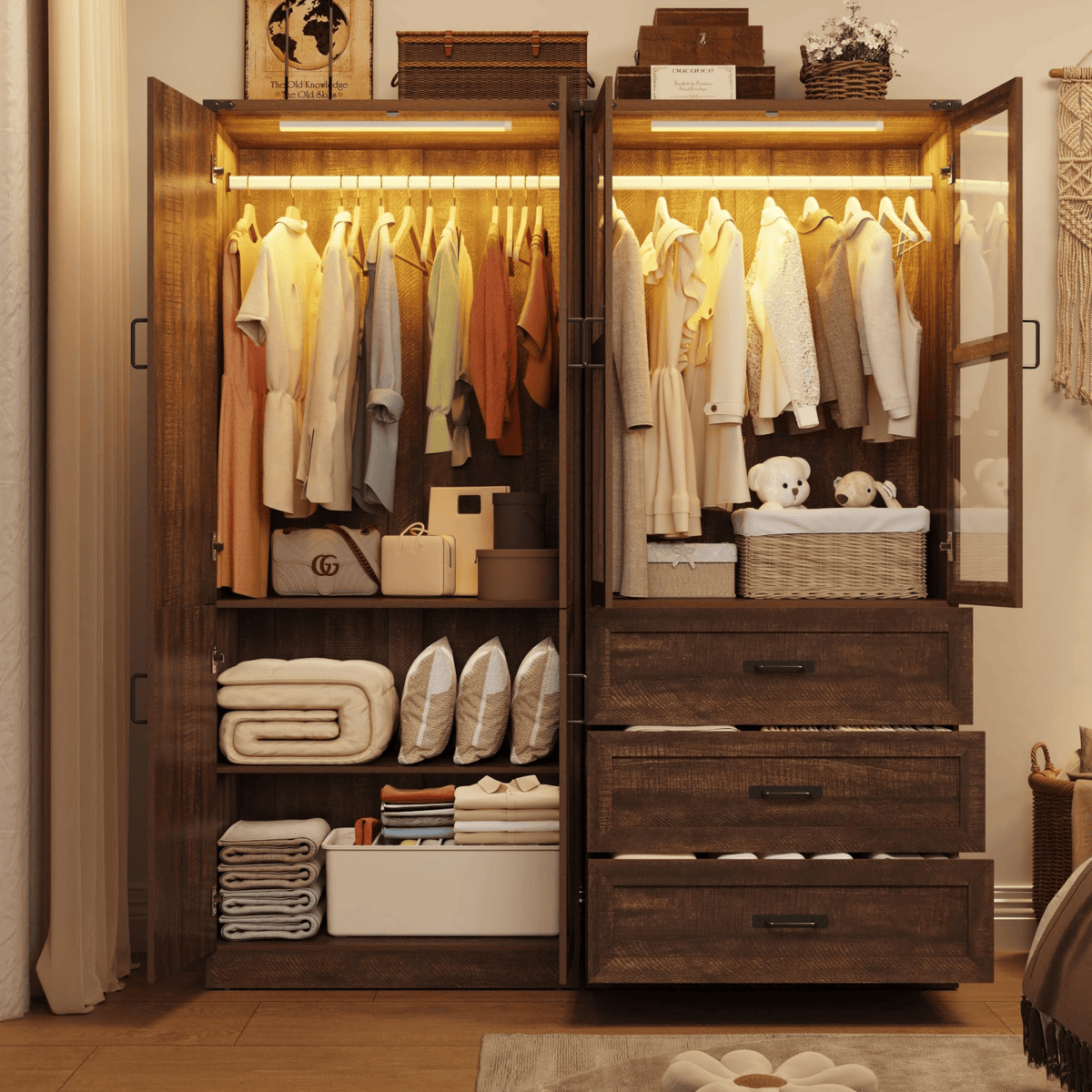4 Doors Armoire Wardrobe Closet