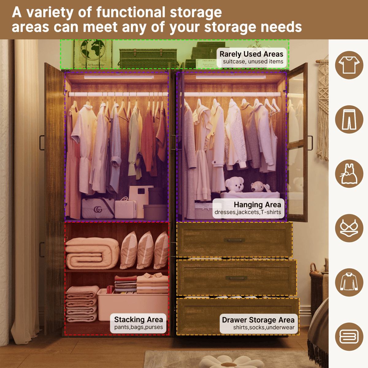 4 Doors Armoire Wardrobe Closet