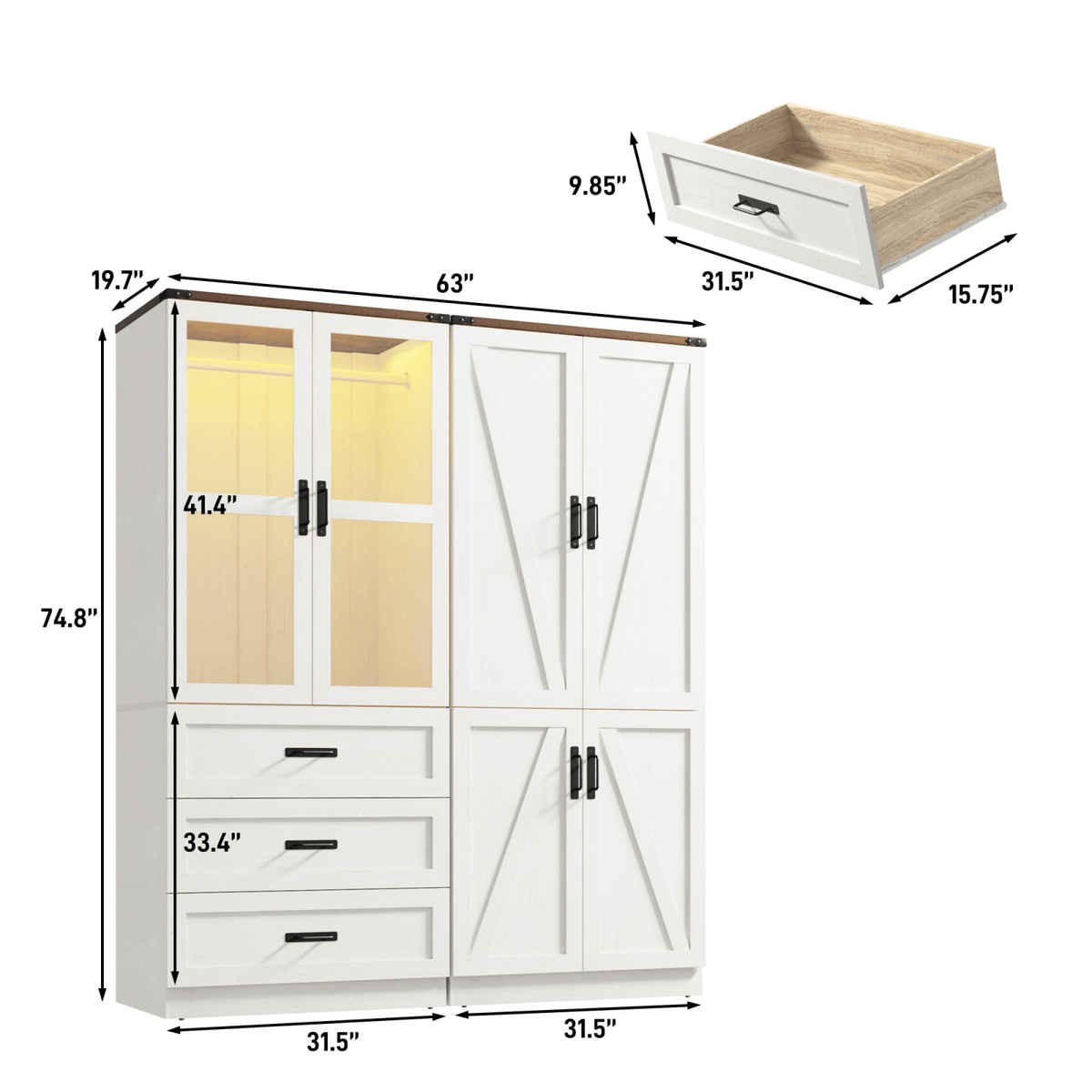 4 Doors Armoire Wardrobe Closet