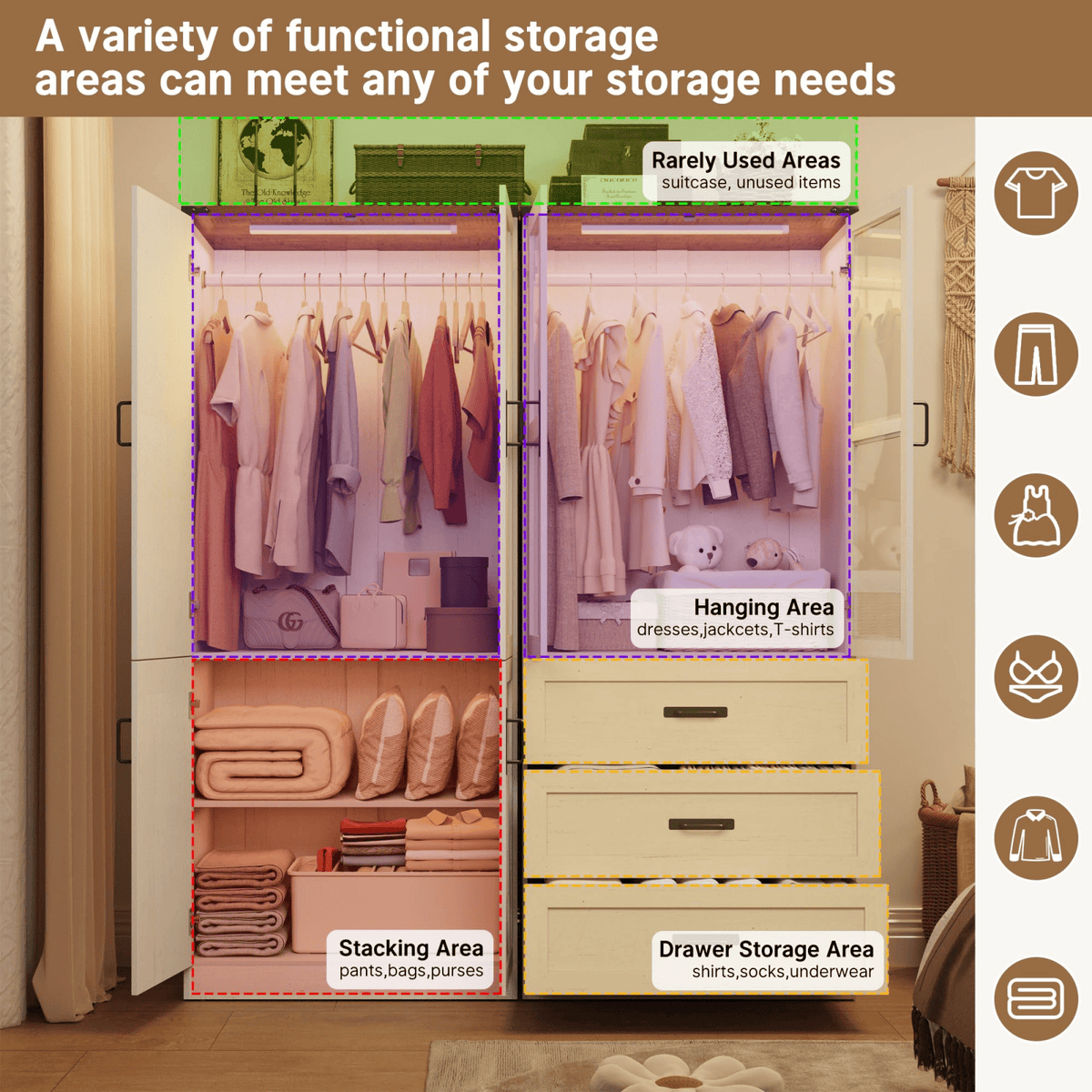 4 Doors Armoire Wardrobe Closet