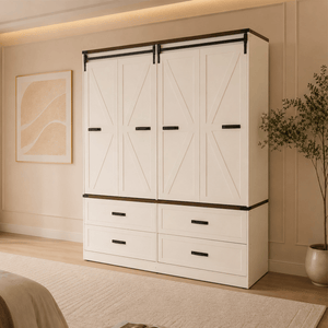 4 Doors Armoire Wardrobe Closet Freestanding
