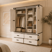 4 Doors Armoire Wardrobe Closet Freestanding