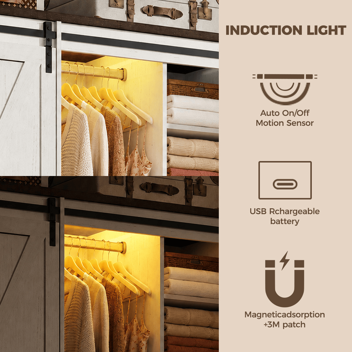 4 Doors Armoire Wardrobe Closet Freestanding