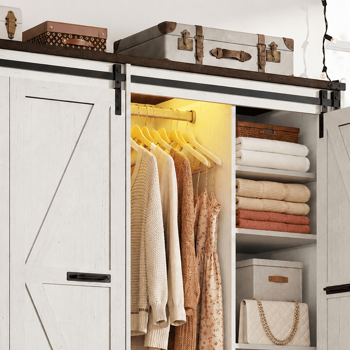 4 Doors Armoire Wardrobe Closet Freestanding