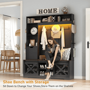 59''W Hall Tree with Bench &amp; Shoe Storage