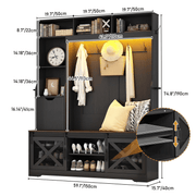 59''W Hall Tree with Bench &amp; Shoe Storage