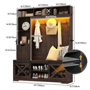 59''W Hall Tree with Bench &amp; Shoe Storage