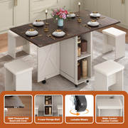 5 PCS Rectangle Folding Table Set for 4-6