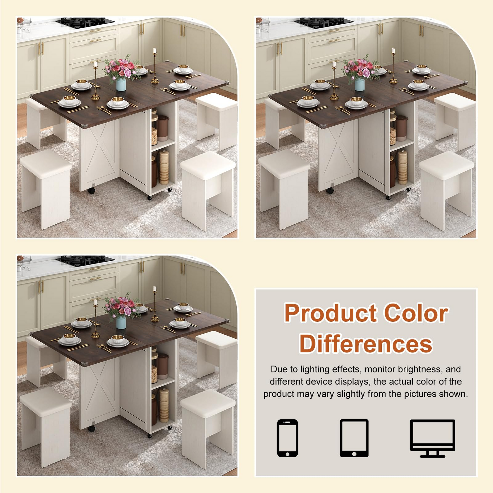 5 PCS Rectangle Folding Table Set for 4-6
