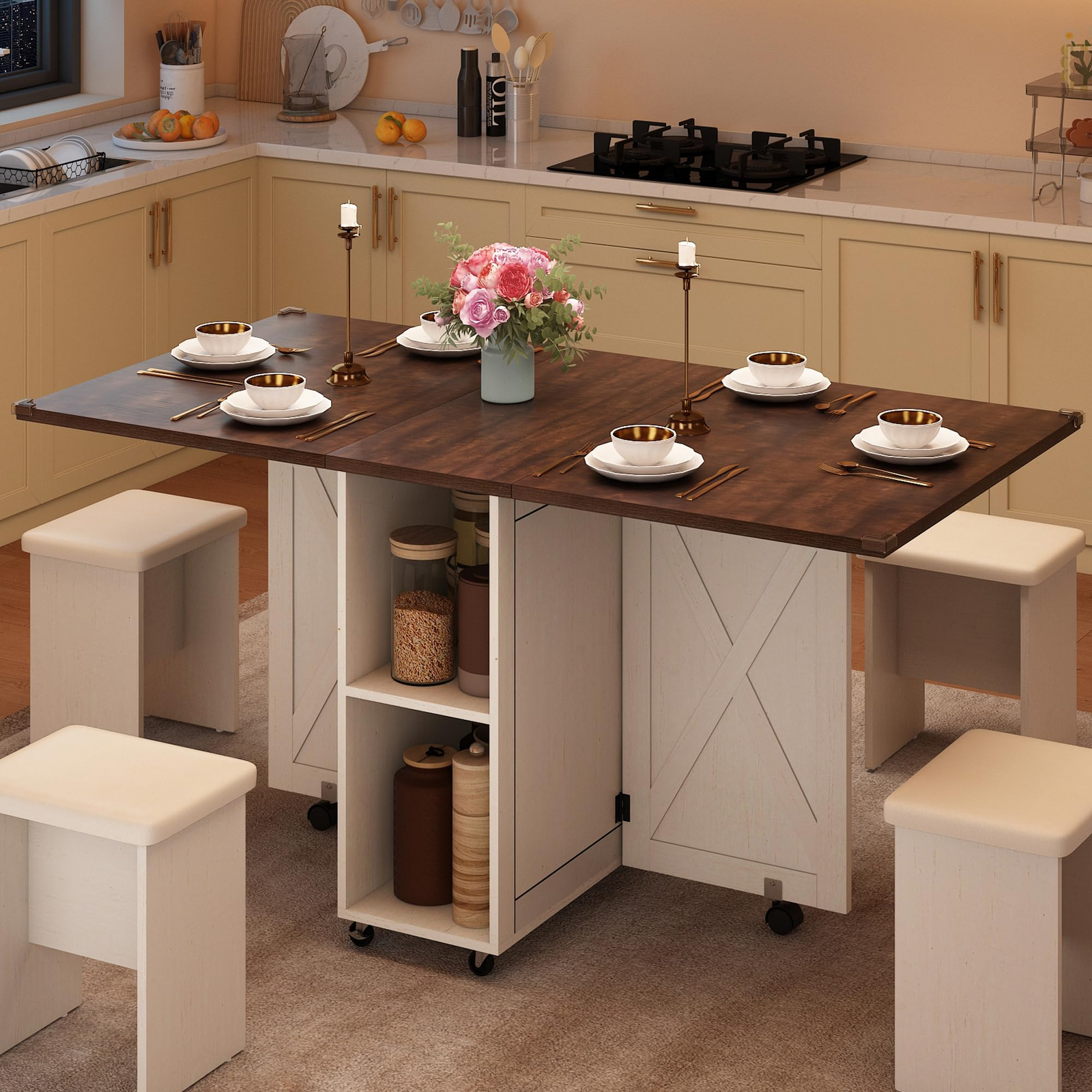 5 PCS Rectangle Folding Table Set for 4-6