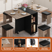 5 PCS Rectangle Folding Table Set for 4-6