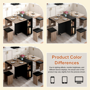 5 PCS Rectangle Folding Table Set for 4-6