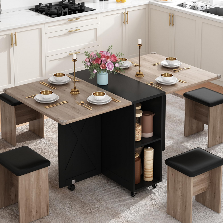5 PCS Rectangle Folding Table Set for 4-6