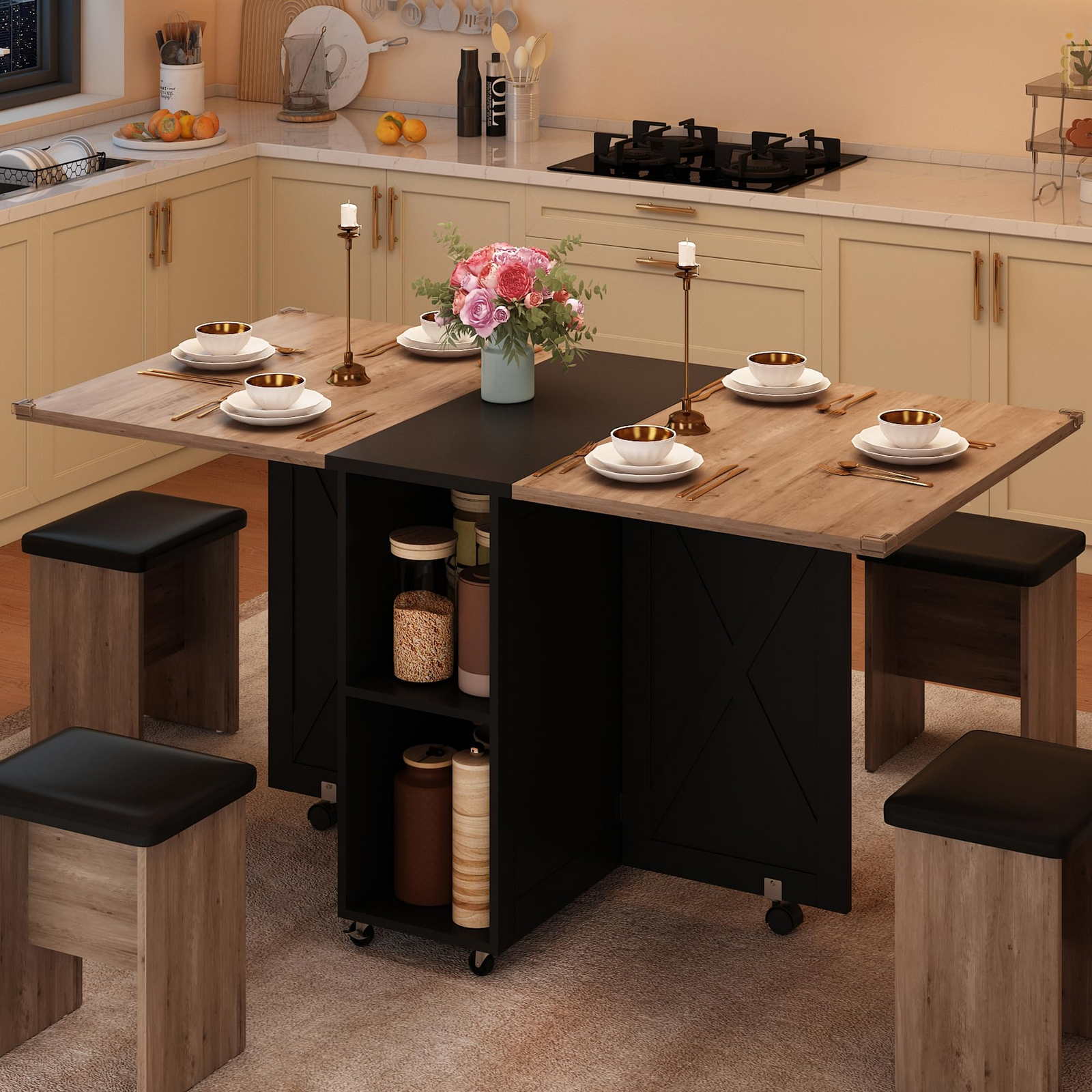 5 PCS Rectangle Folding Table Set for 4-6