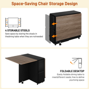 5 PCS Rectangle Folding Table Set for 4-6