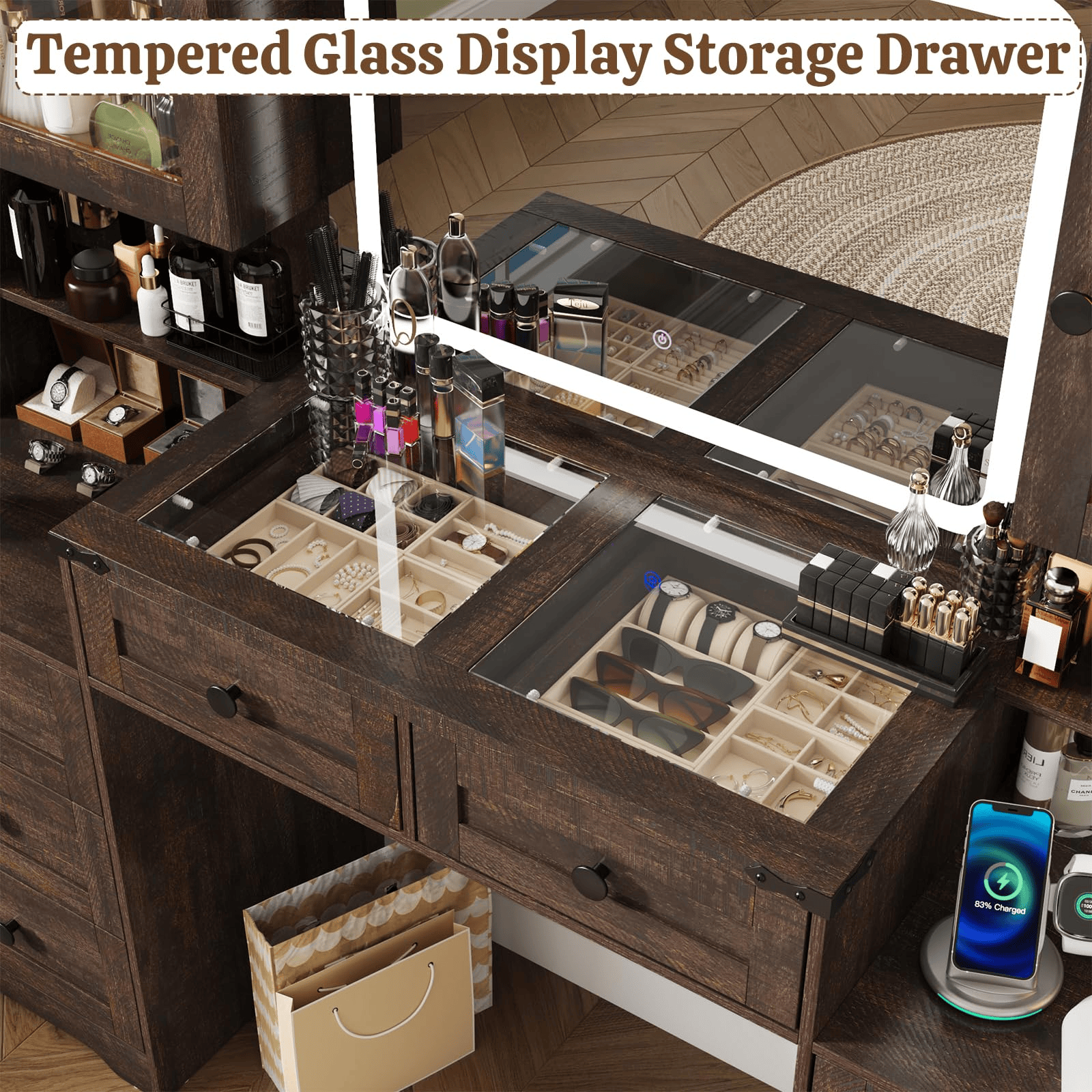 60" Makeup Vanity Desk with LED Mirror