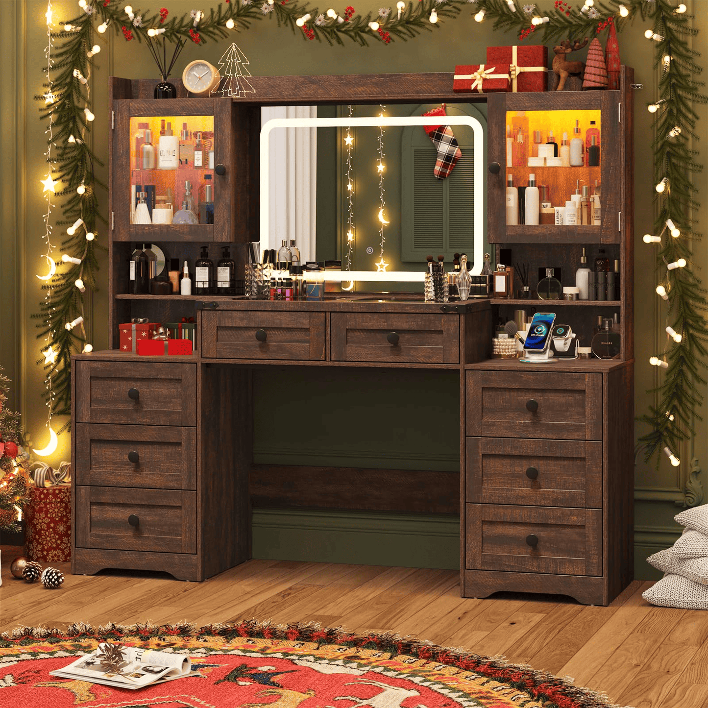 60" Makeup Vanity Desk with LED Mirror