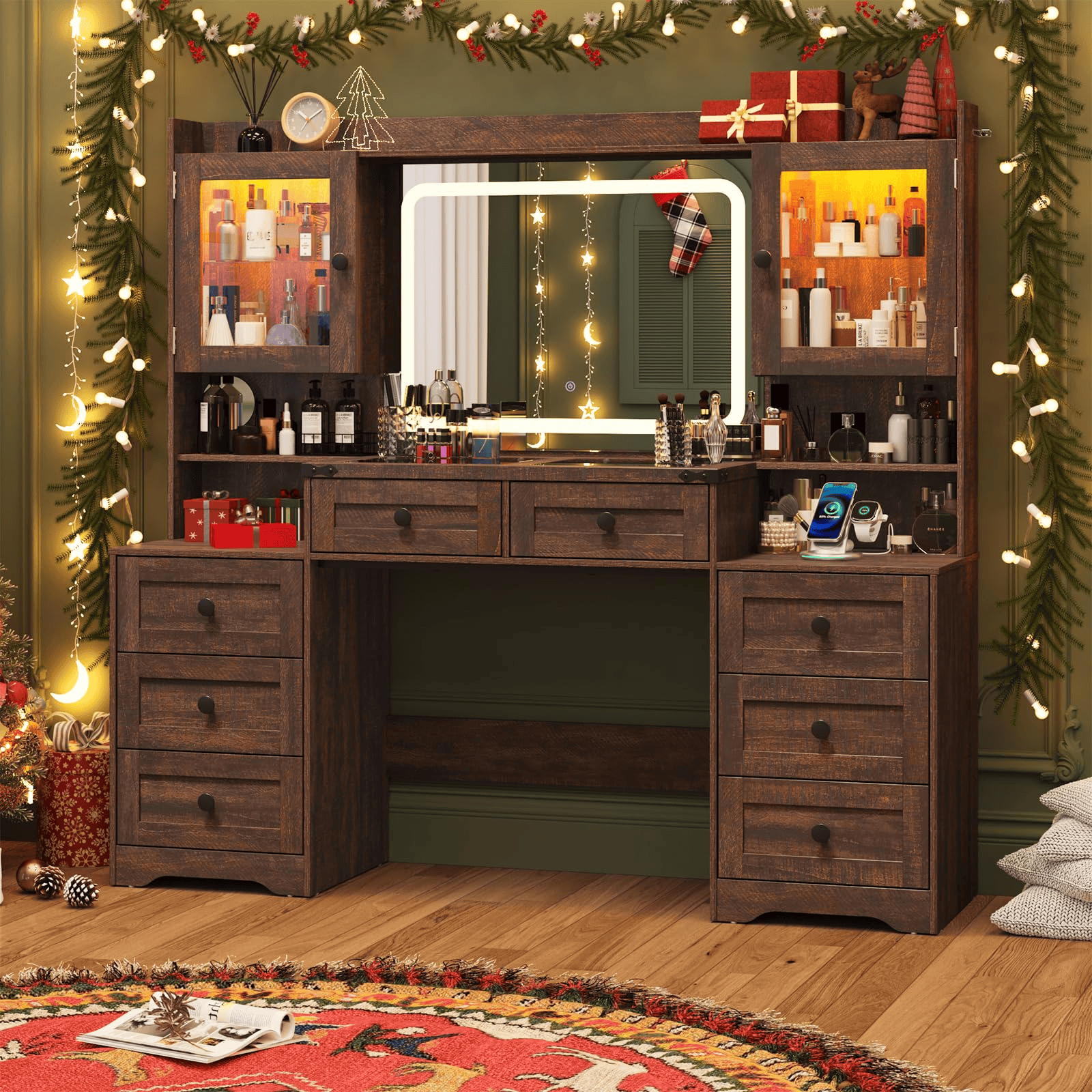 60" Makeup Vanity Desk with LED Mirror
