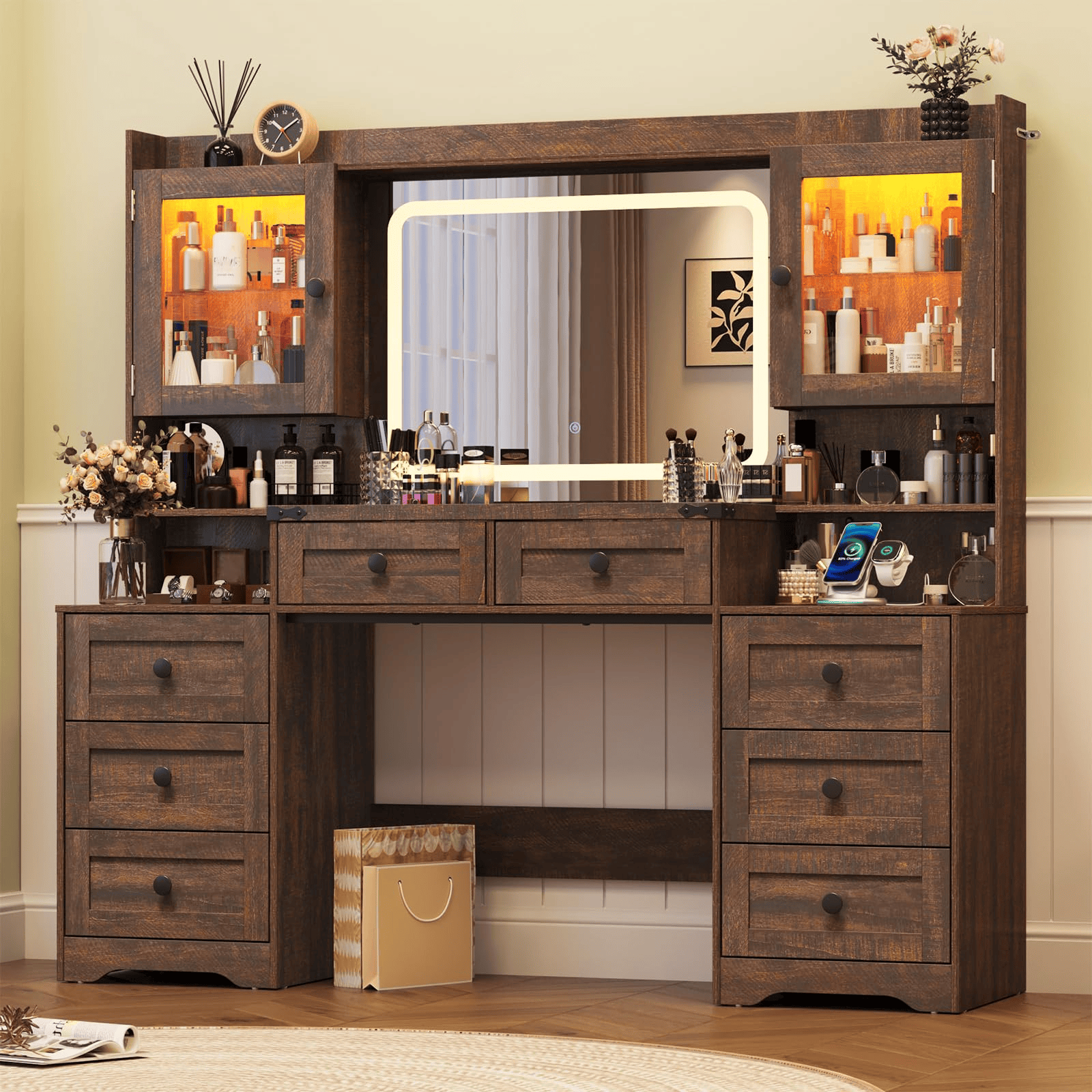 60" Makeup Vanity Desk with LED Mirror