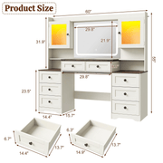 size-White desk with measurements on a white background