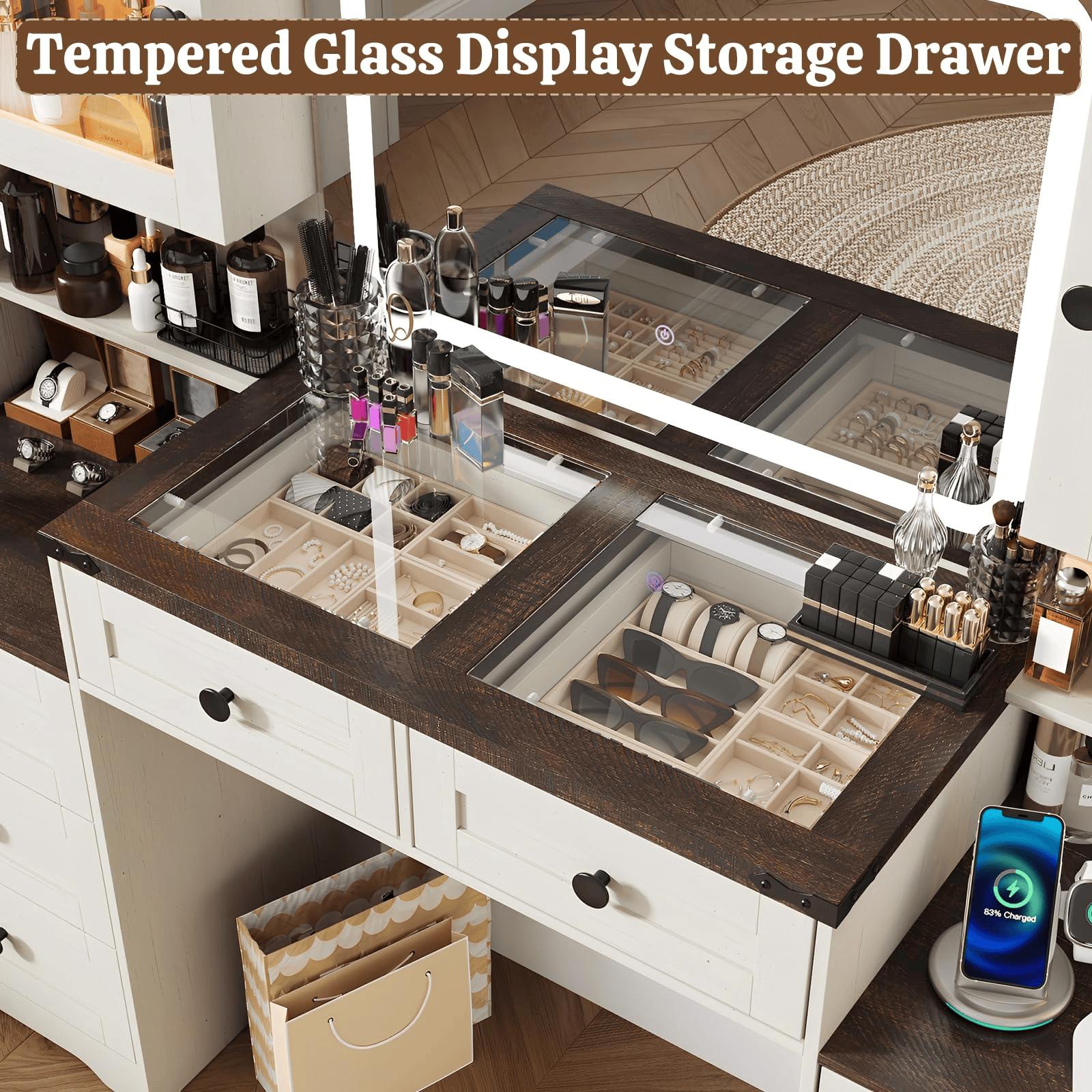 60" Makeup Vanity Desk with LED Mirror