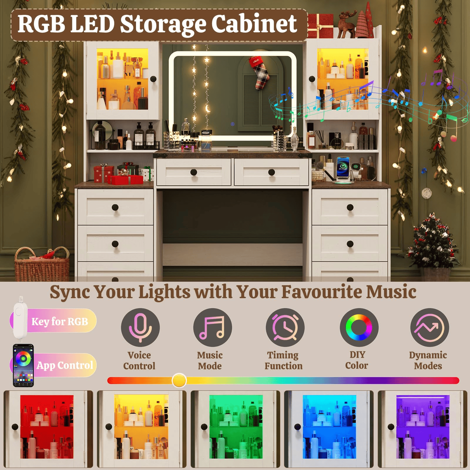 60" Makeup Vanity Desk with LED Mirror