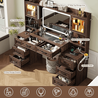 62" Large Farmhouse Makeup Vanity Desk