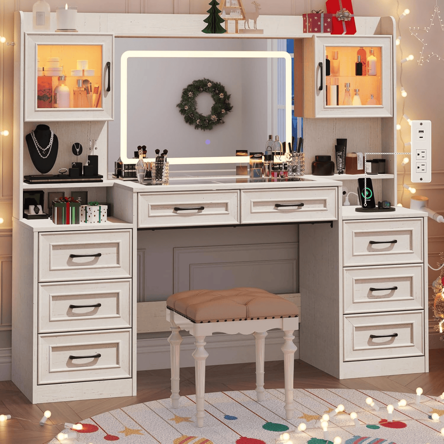 62" Large Farmhouse Makeup Vanity Desk