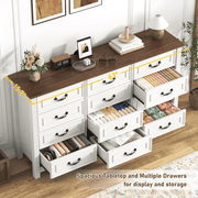 63" Wood Dresser with Large 12 Drawer Dresser