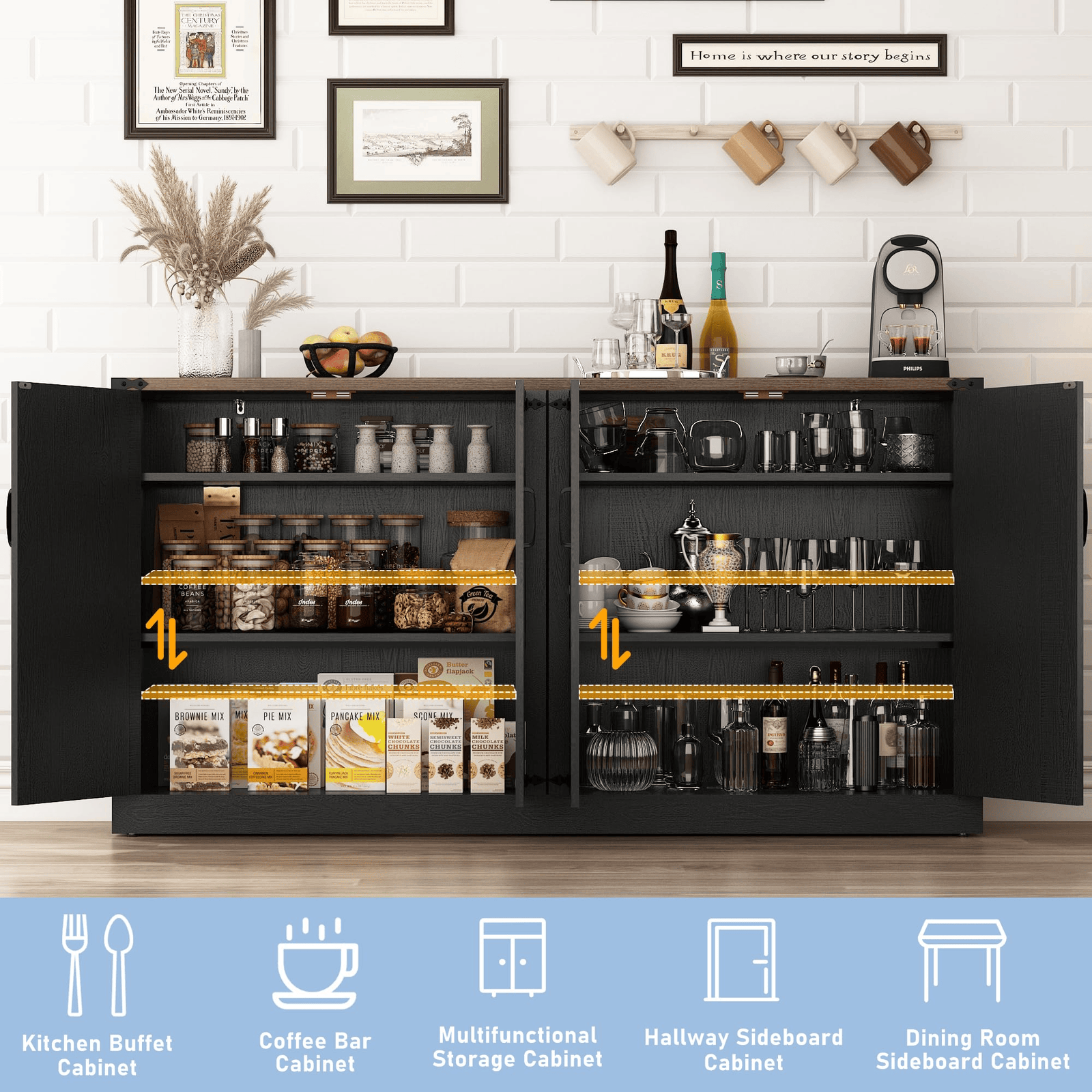 65 Inch Sideboard Buffet Cabinet with Storage