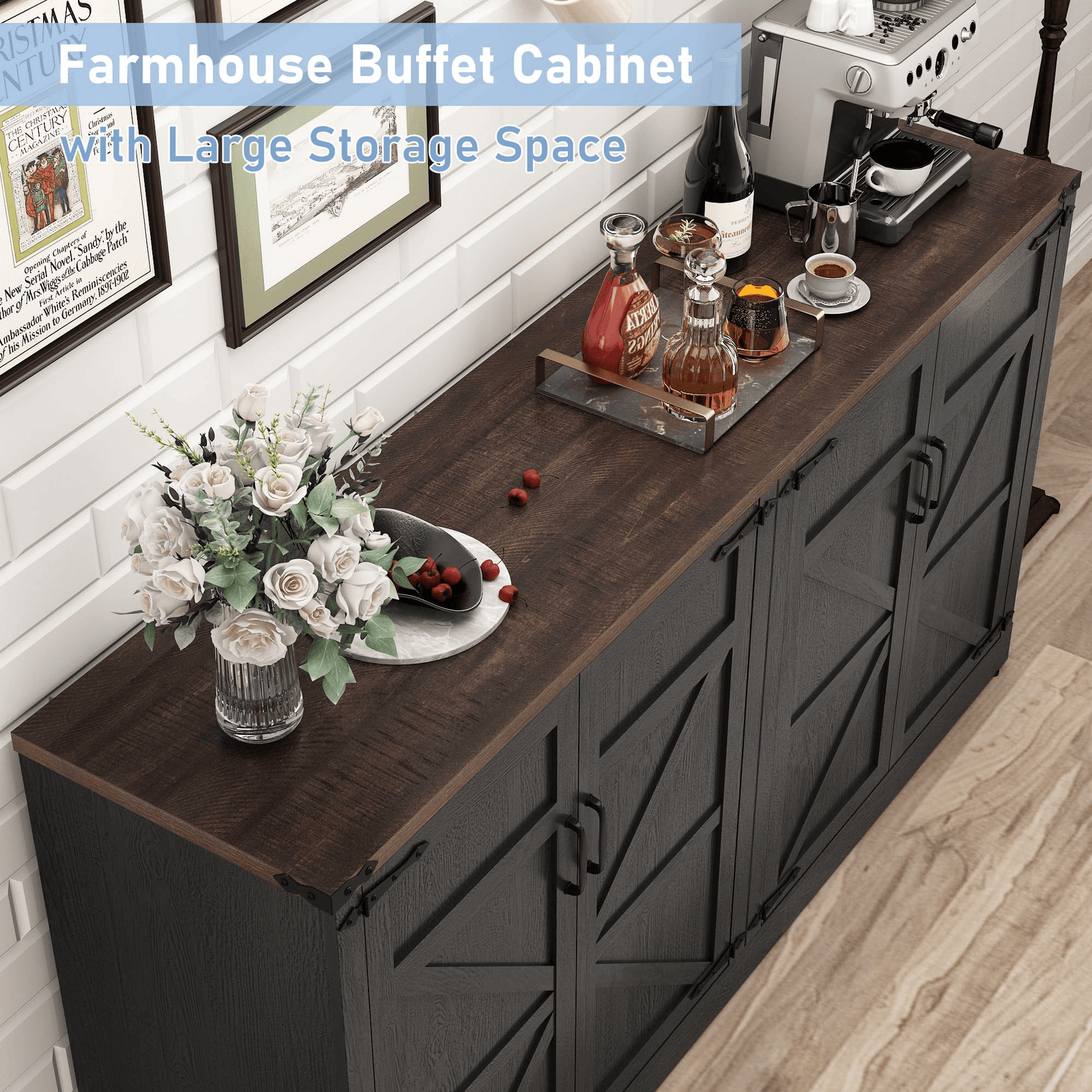 65 Inch Sideboard Buffet Cabinet with Storage