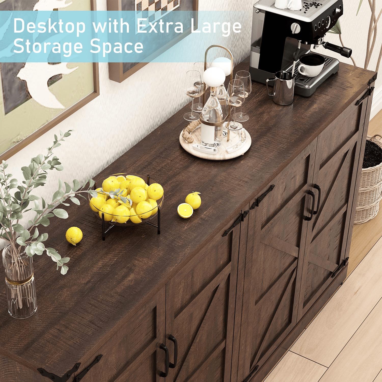 65 Inch Sideboard Buffet Cabinet with Storage