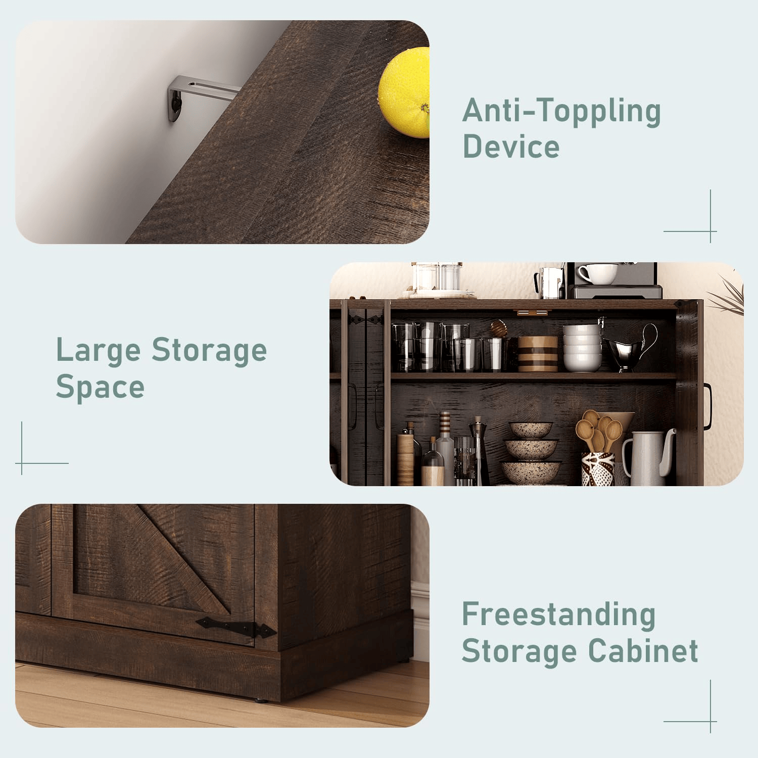 65 Inch Sideboard Buffet Cabinet with Storage