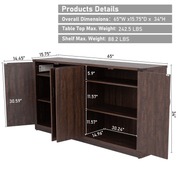 65 Inch Sideboard Buffet Cabinet with Storage
