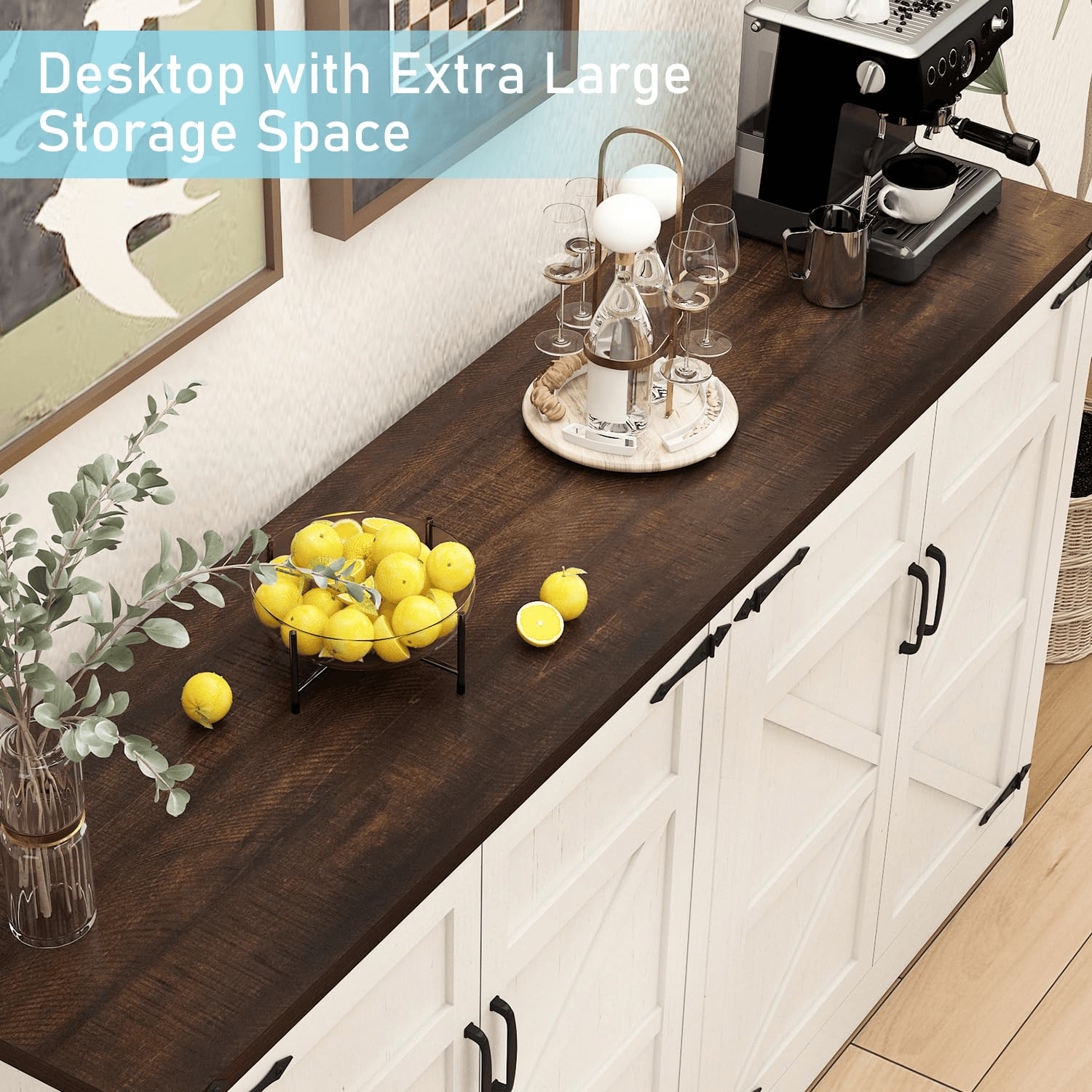 65 Inch Sideboard Buffet Cabinet with Storage