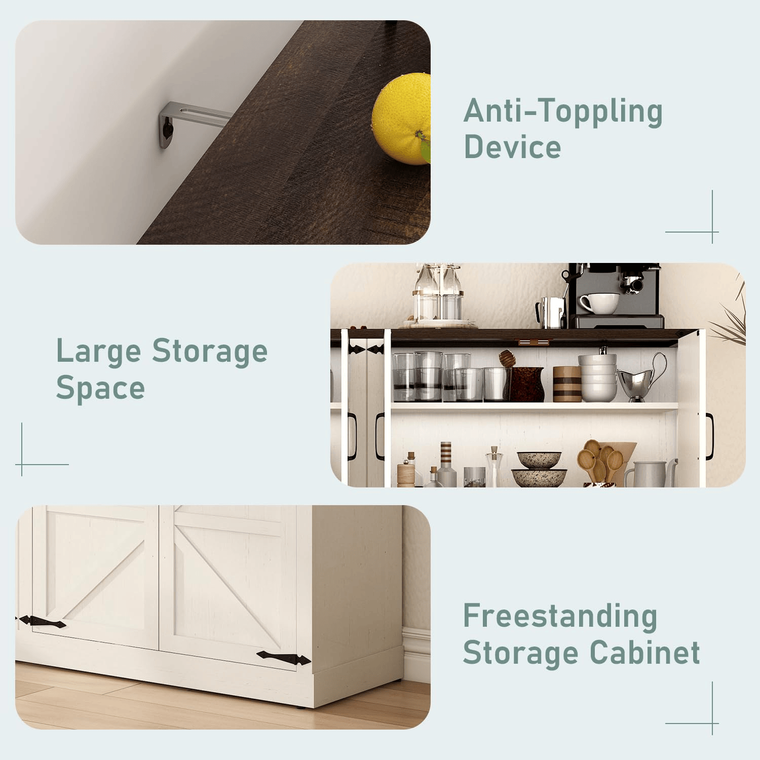 65 Inch Sideboard Buffet Cabinet with Storage