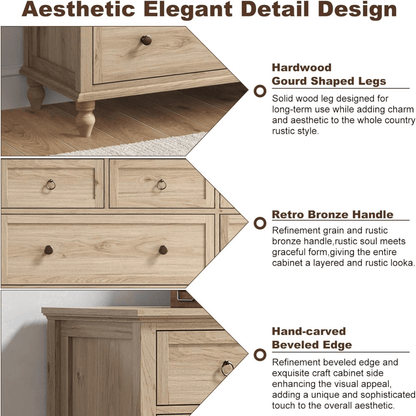 65inch Wood Dresser with 8 Drawer Dresser