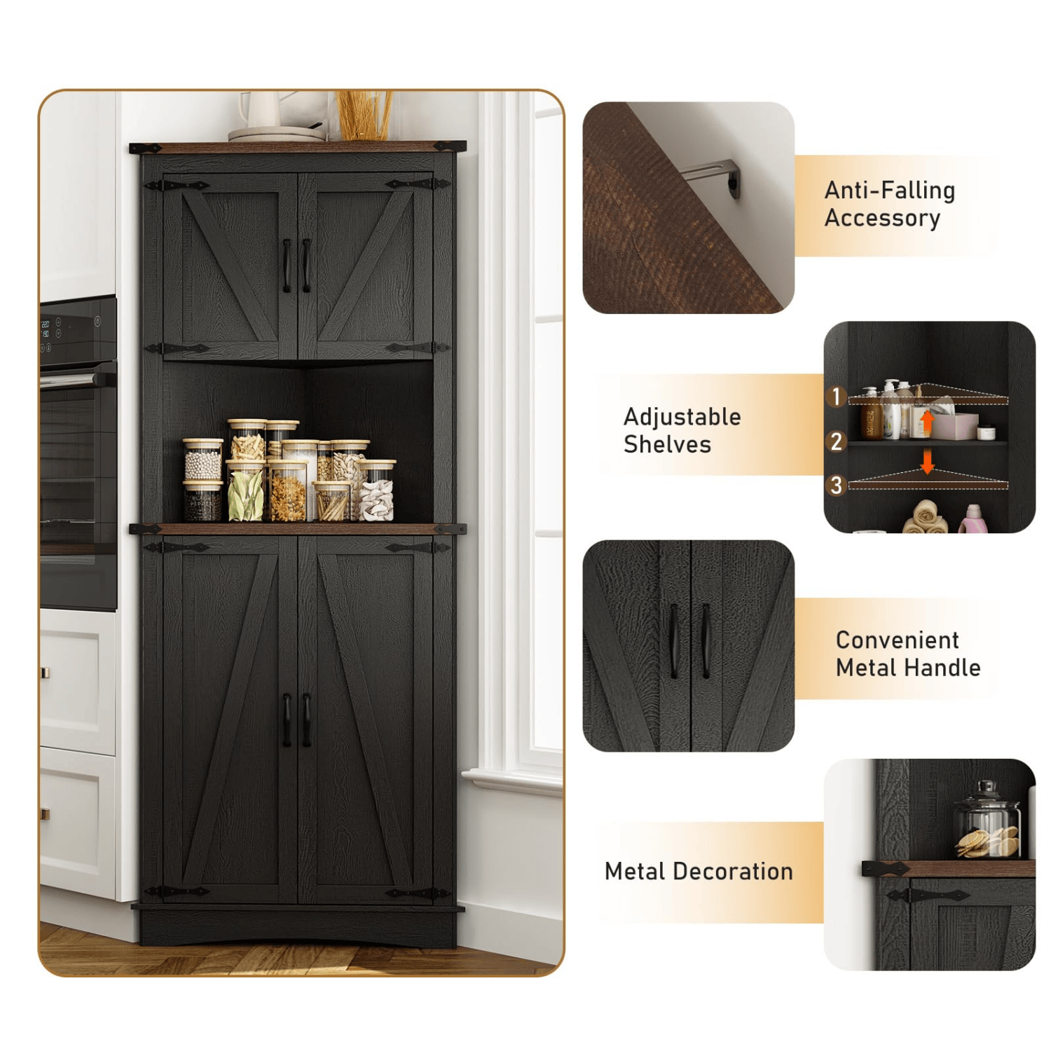 68” Tall Corner Storage Cabinet