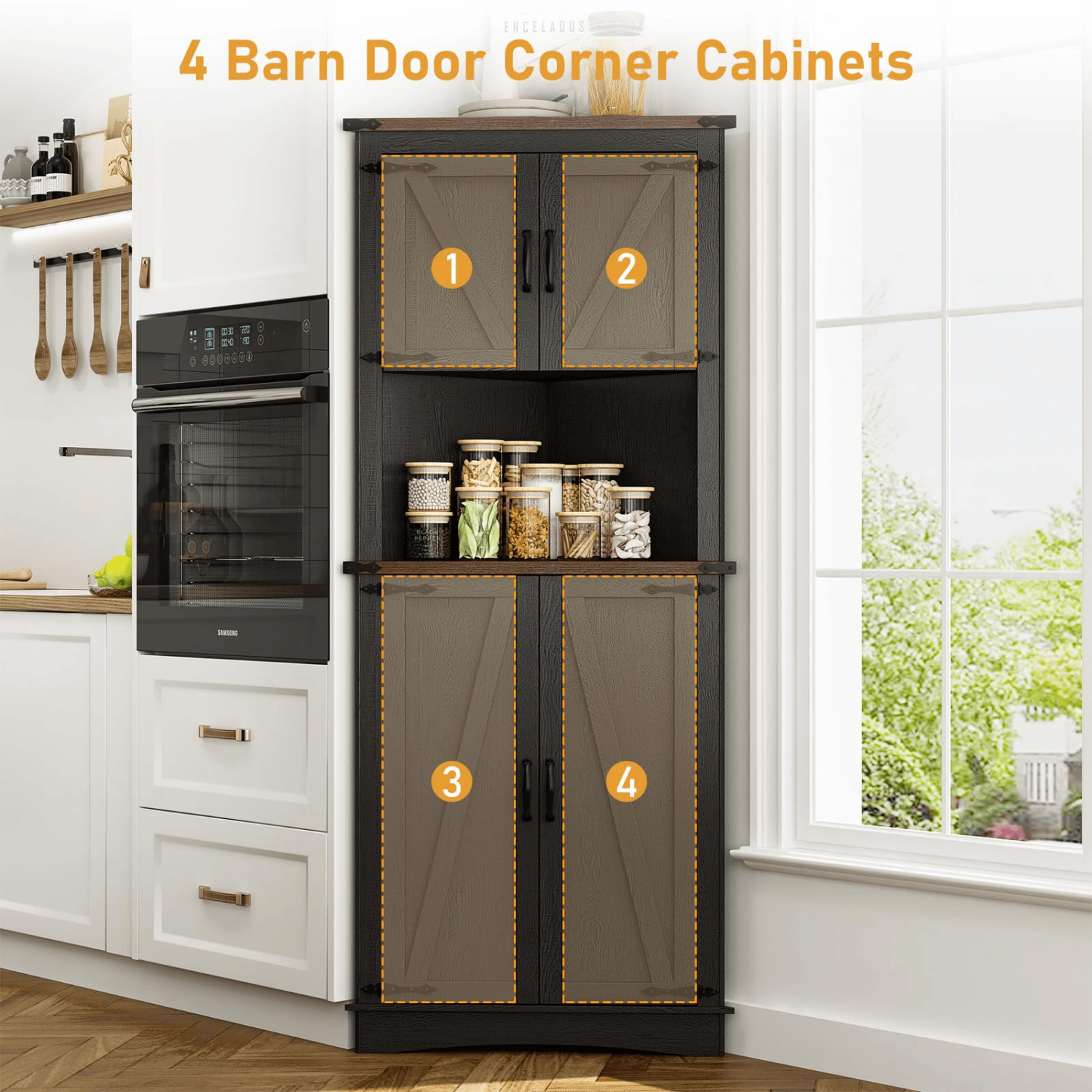 68” Tall Corner Storage Cabinet