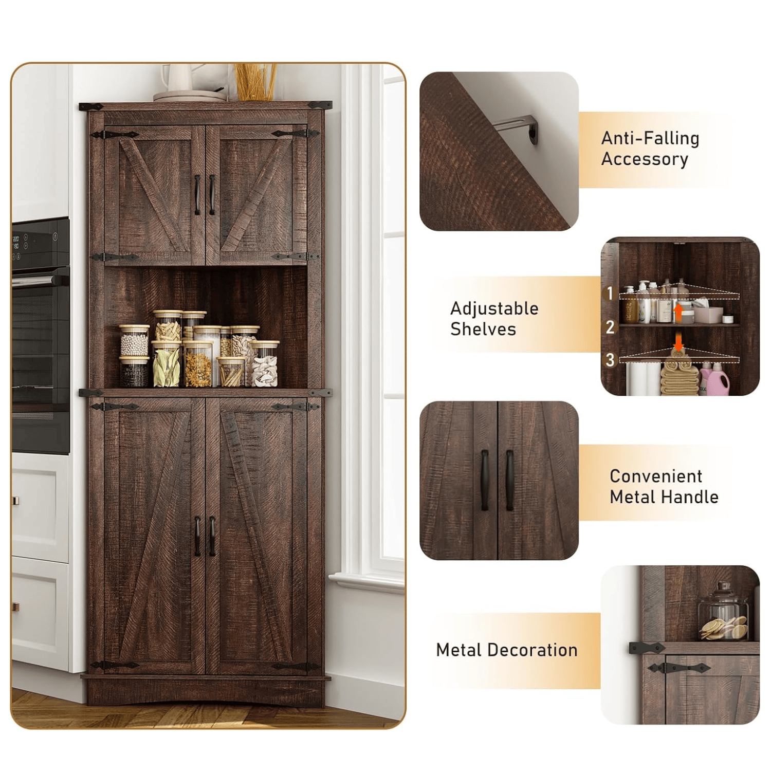 68” Tall Corner Storage Cabinet