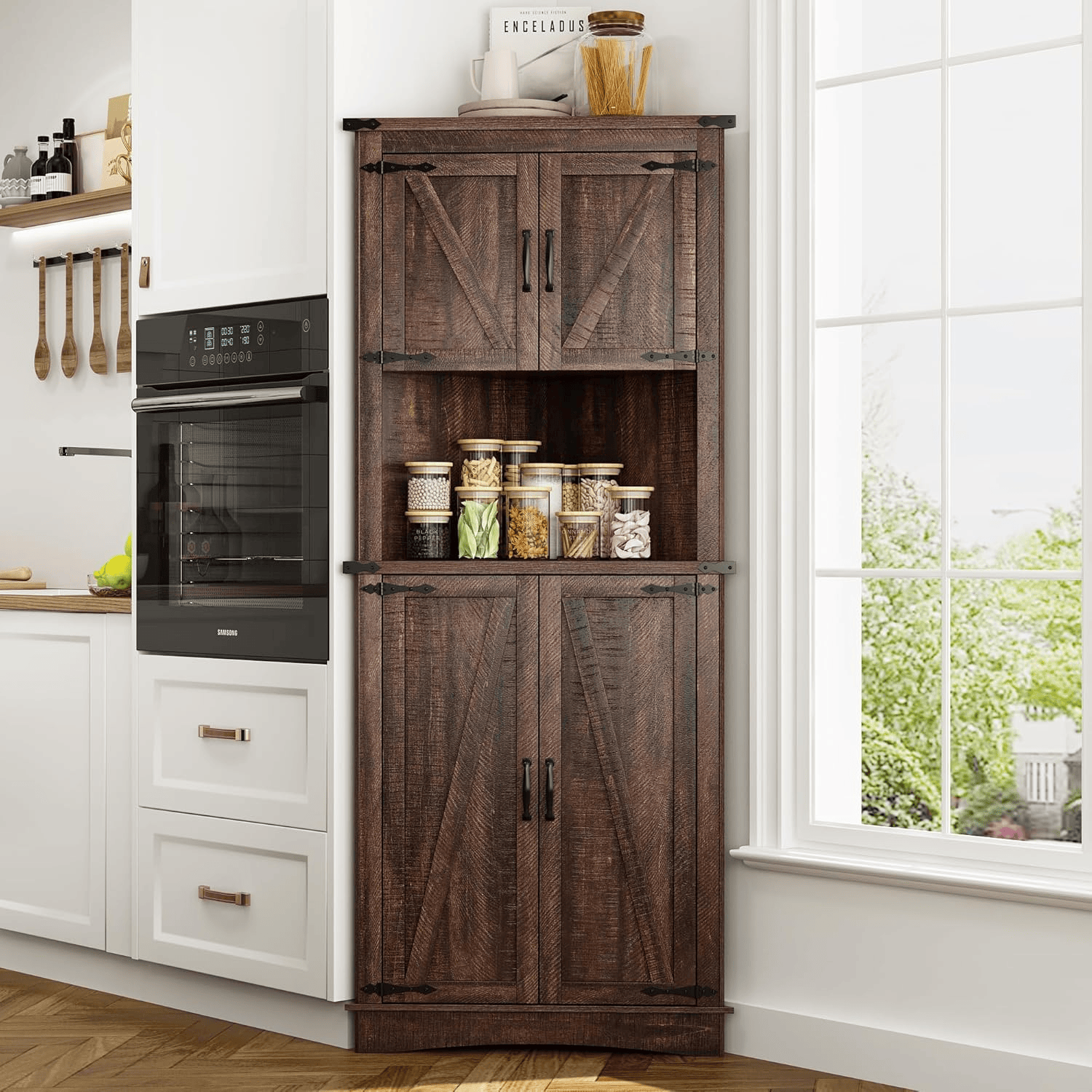 68” Tall Corner Storage Cabinet